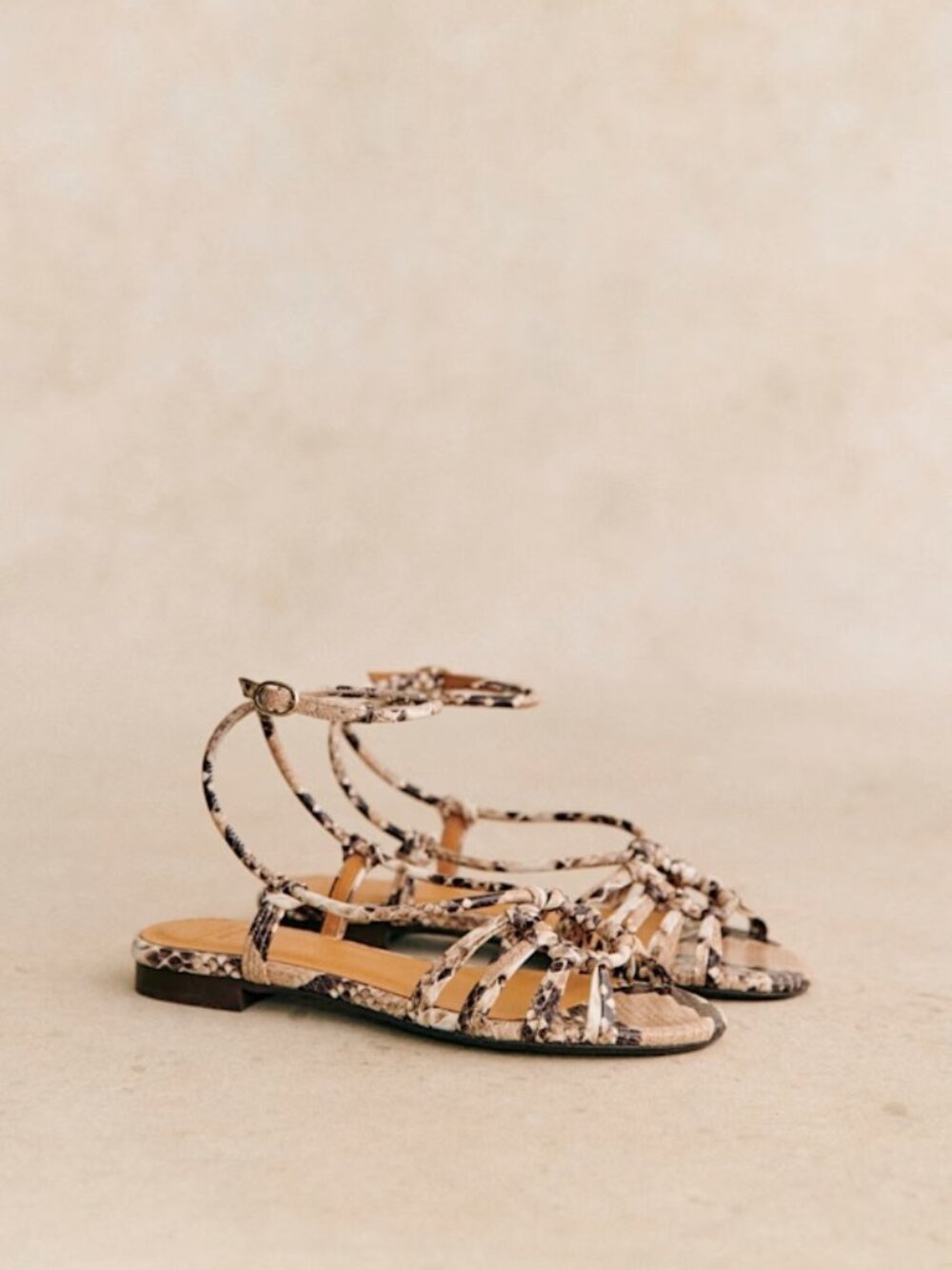 NIB Sezane Gloria Low Sandals in Ecru Python - Picture 2 of 9